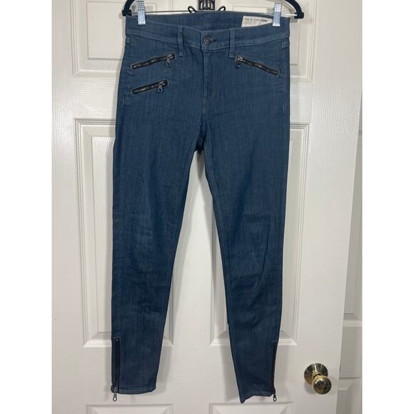 Rag & Bone Alice Moto Zipper Detail Skinny Leg Dark Wash Jean Womens 28 - Picture 2 of 10